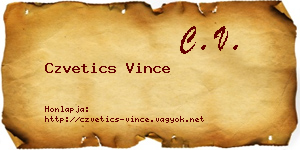 Czvetics Vince névjegykártya